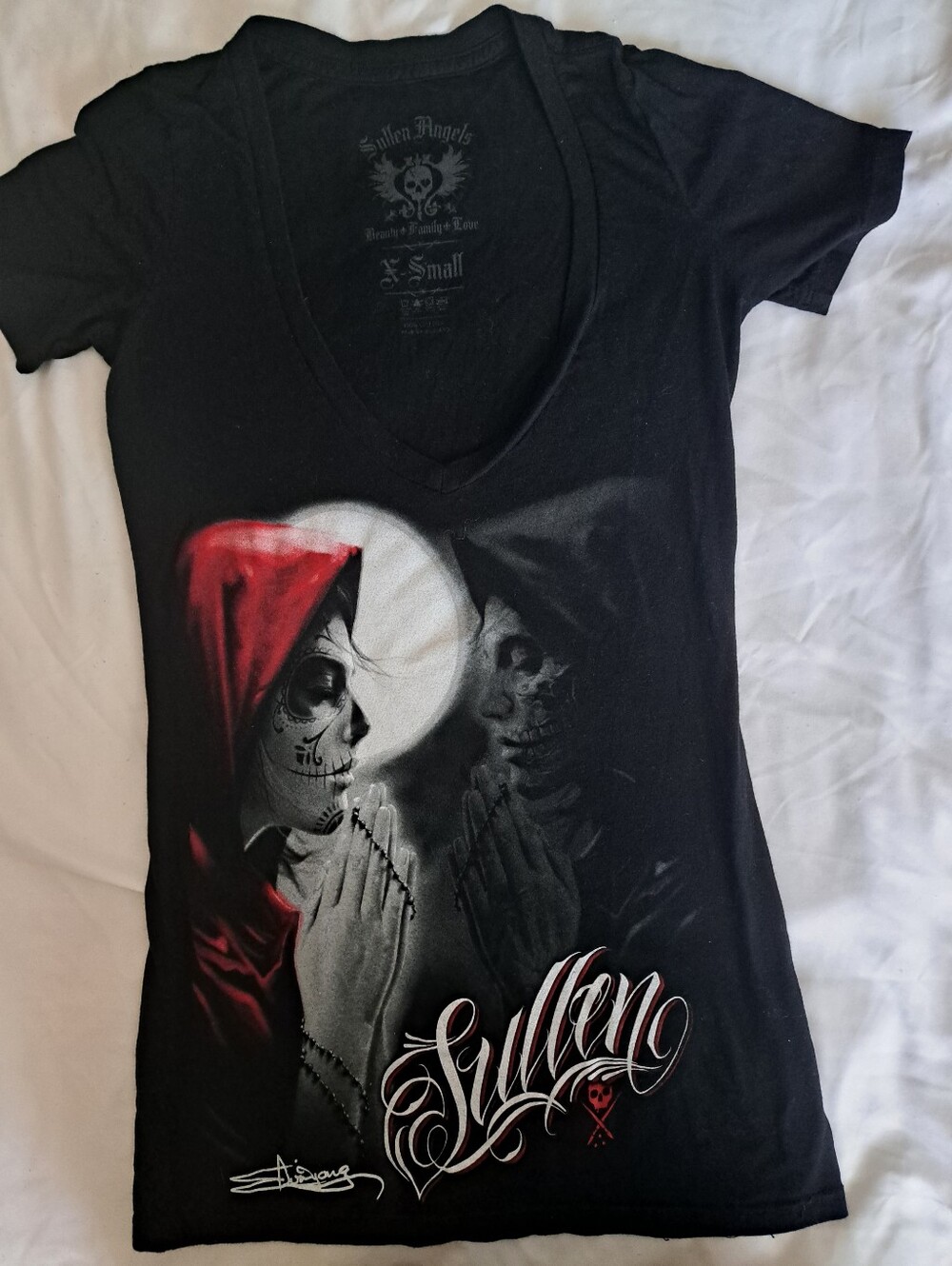 Sullen Angels Women's Black V-Neck Top